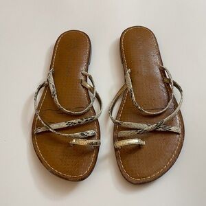Sam Edelman Brown Snake-Print Sandals Summer Vacation Boho Beach